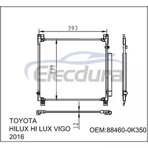 884600K330 Toyota Hilux 2015-2018 Конденсатор кондиционера, сердечник 12 мм