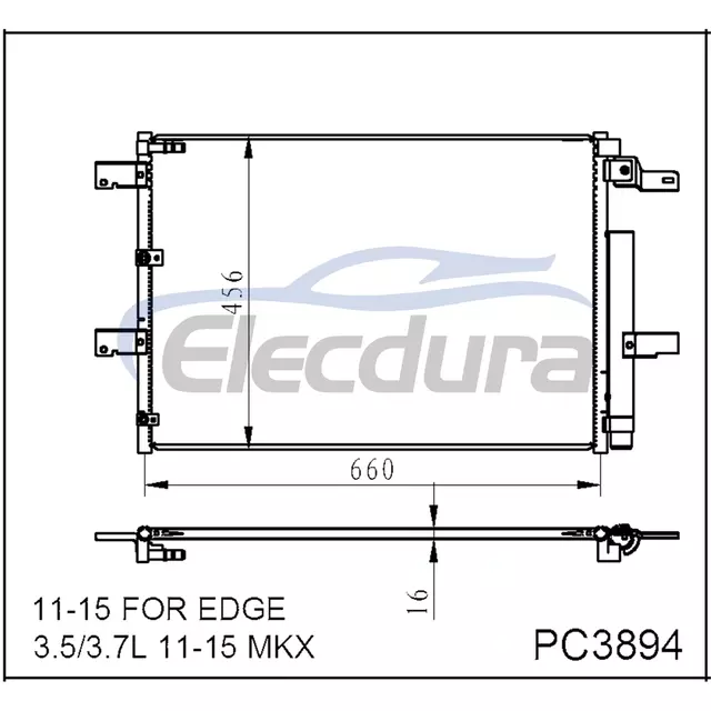 BT4Z19708B Ford Edge 2011-2015 Condensator A/C 16mm Miez