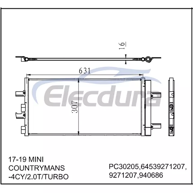 64539271207 MINI Copper Countryman 2017-2019 A/C 콘덴서(드라이어 포함)