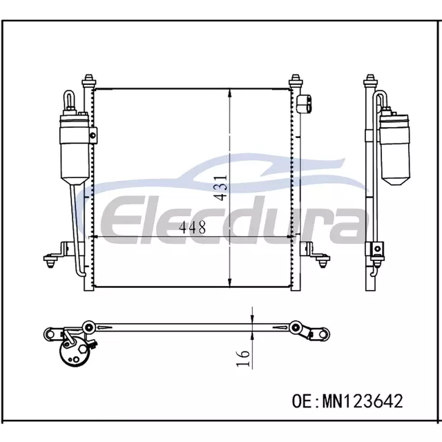 MN123642 Mitsubishi L200 2006+ Конденсатор кондиционера в сборе