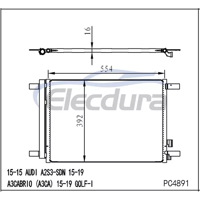 5Q0816411AJ Audi A3 2015-2020 Kondensor A/C dengan Reservoir Cairan