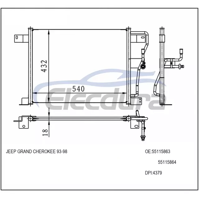 K55036473 Jeep Grand Cherokee 1993-1998 Конденсатор кондиціонера