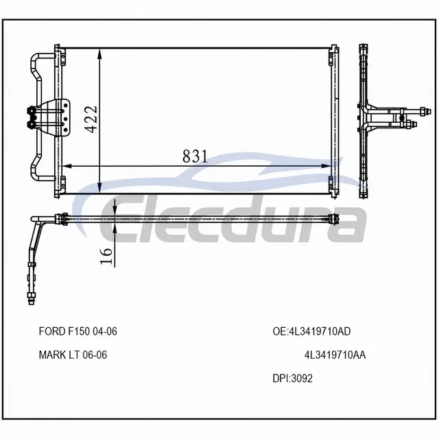 4L3419710AD Конденсатор кондиціонера Ford F15 2004-2006
