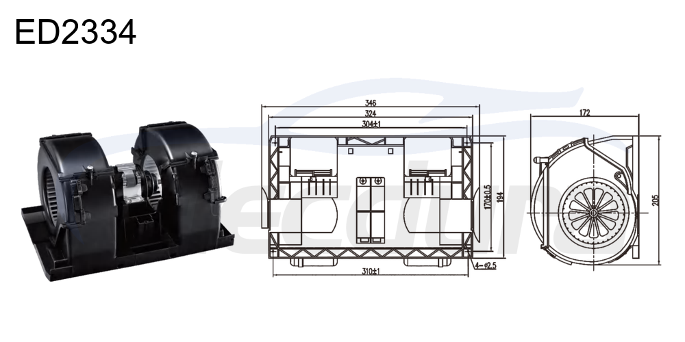 Motor soprador 27V 350W HVAC para Foton GTL, fluxo de ar de 600m&sup3;/h