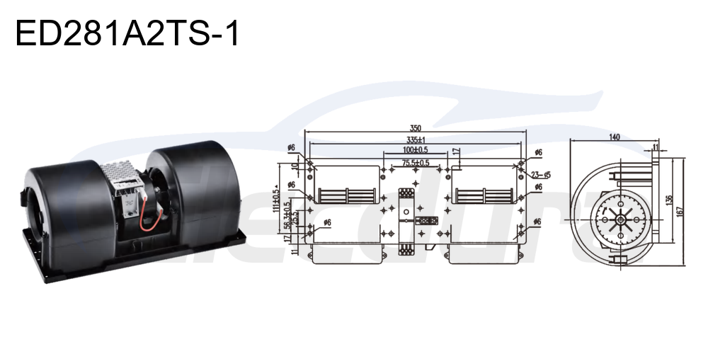 Conjunto de motor soprador 27V 380W HVAC , fluxo de ar de 1000m&sup3;/h