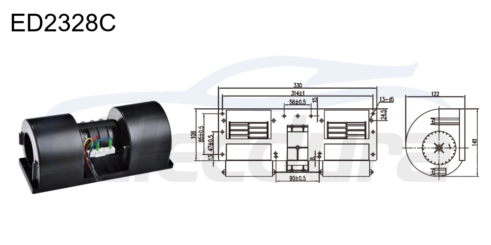 Conjunto de motor soprador 27V 220W HVAC , fluxo de ar de 700m&sup3;/h
