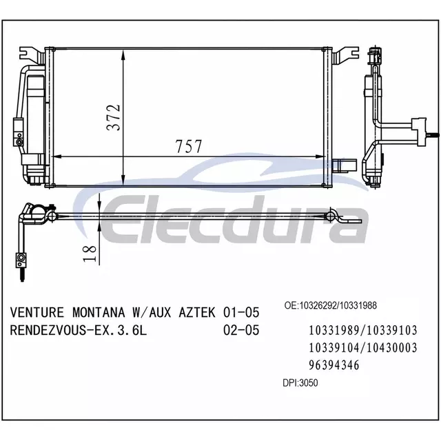 10326292 Buick Rendezvous 2002-2007 Конденсатор кондиционера