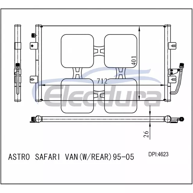 52456513 Chevrolet Astro Safari Van 1995-2005 คอนเดนเซอร์เครื่องปรับอากาศ