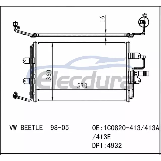 1C0820-413 Volkswagen Beetle 1998-2005 A/C kondensator