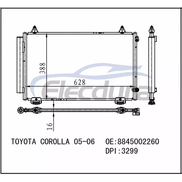 88450-02261 Toyota Corolla 2005-2008 A/C 콘덴서