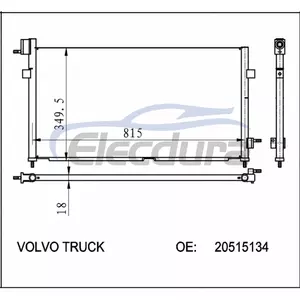 20515134 Volvo FH12 1993-2002 Skraplacz klimatyzacji 16mm rdzeń