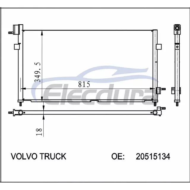 20515134 Volvo FH12 1993-2002 A/C kondensator 16 mm kerne