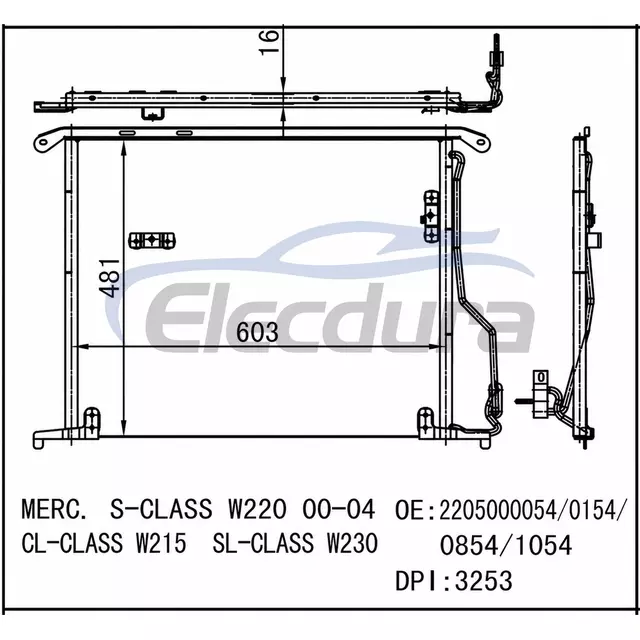 2205000454 Condensatore aria condizionata Mercedes-Benz S430 W220 2001-2002