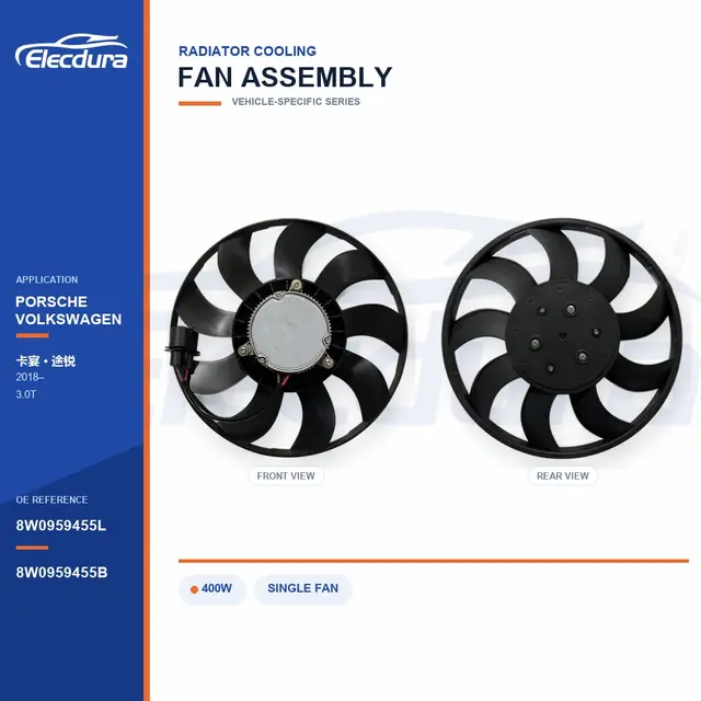 พัดลมระบายความร้อนหม้อน้ำ สำหรับ Porsche Cayenne / Touareg 400W 8W0959455L อุปทานจำนวนมาก