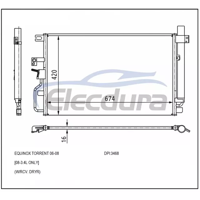 15781440 Chevrolet Equinox Torrent 2006-2008 Конденсатор кондиціонера в зборі 5/7 Core