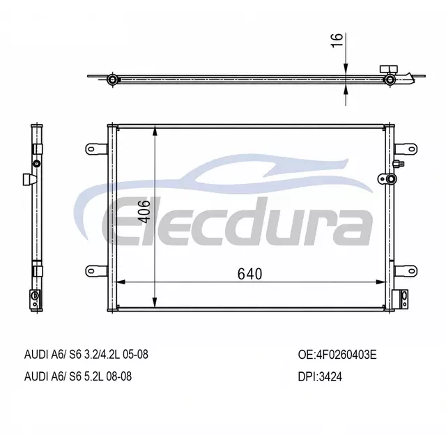 4F0260403D أودي A6 (C6) 2005-2011 مكيف الهواء المكثف