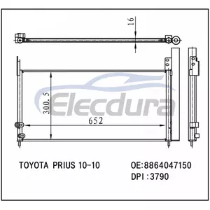 88460-47150 Lexus CT200h 2011-2017 Skraplacz klimatyzacji 16mm rdzeń