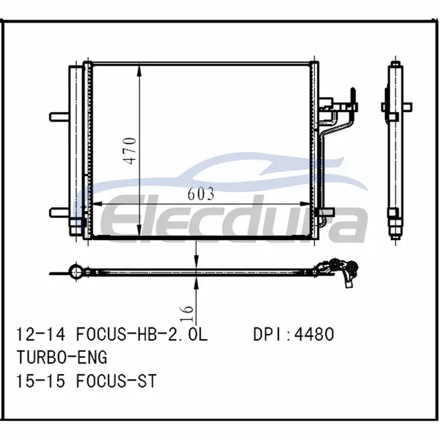 CV6Z19712K Condenseur de climatisation Ford Focus 2012-2014