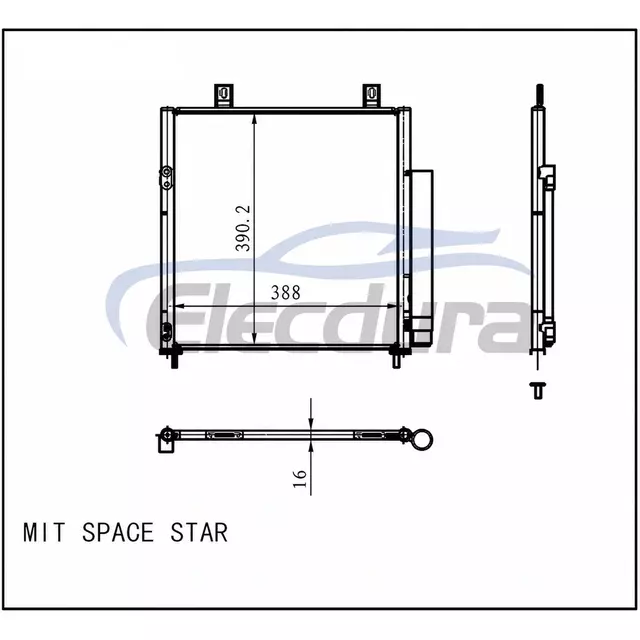 7812A229 Mitsubishi Space Star 2014-2015 A/C Condenser 16mm Core