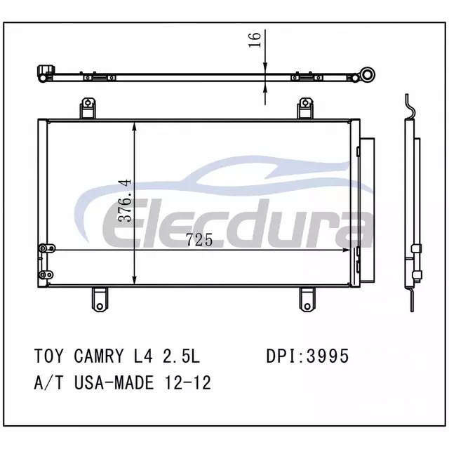 8846006230 Lexus Camry 2009-2011 Zesp&oacute;ł skraplacza klimatyzacji, rdzeń 16 mm