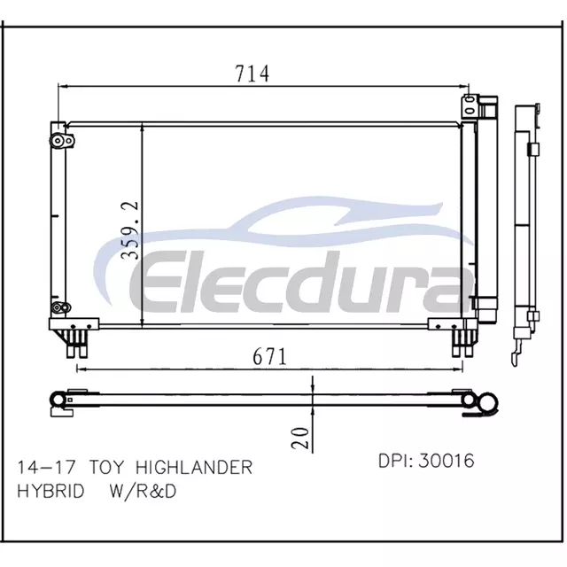 8846048190 Toyota Highlander Hibrit 2014-2017 HİBRİT Klima Kondansat&ouml;r&uuml;