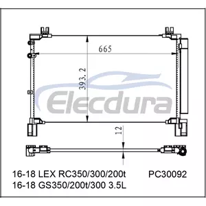 8846024100 Lexus Rc350 2016-2018 A/C kondenz&aacute;tor 12mm-es mag