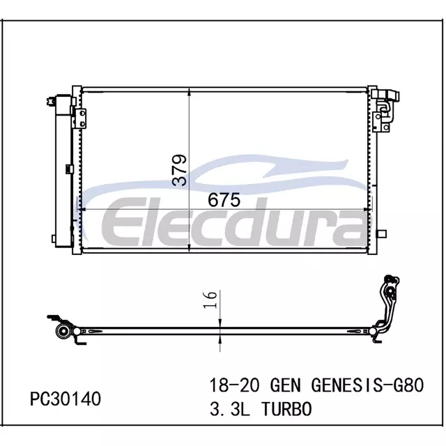 97606B1410 Condenseur de climatisation Hyundai Genesis 2018-2020 avec r&eacute;cepteur/s&eacute;cheur