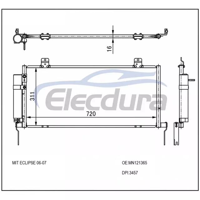 MN121365 Mitsubishi Eclipse 2006-2007 Condensator A/C cu receptor/uscător