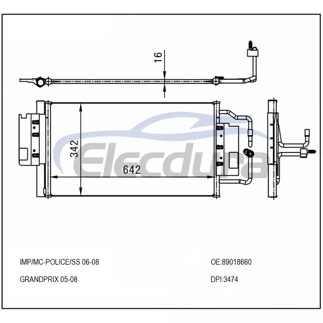 Kondensor AC PC3474P Buick Allure 2008-2009