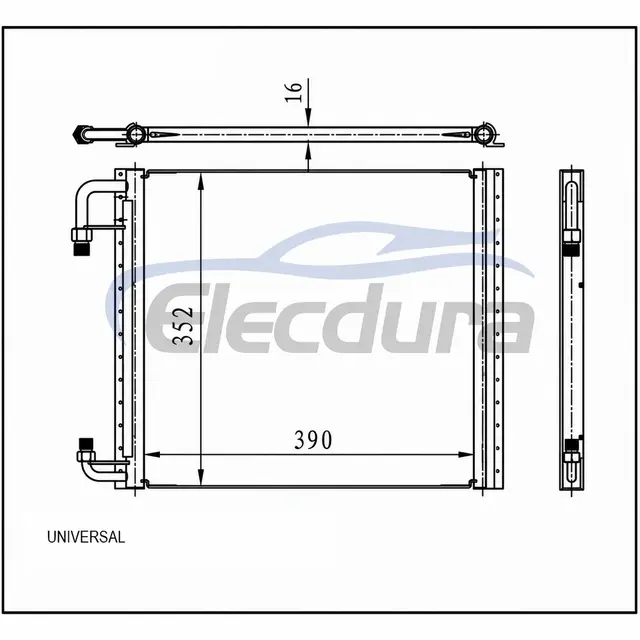 Universal A/C-kondensator 390 &times; 352 &times; 16 mm