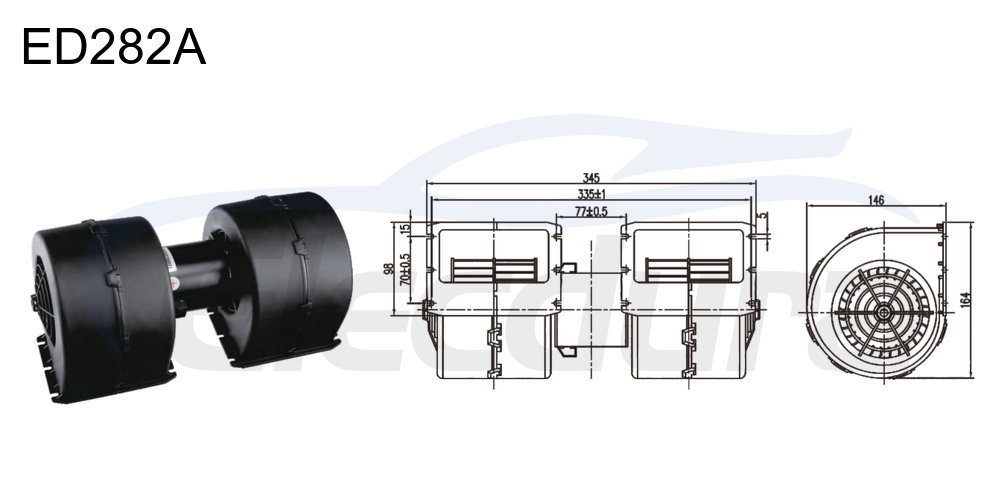 Conjunto de motor soprador 27V 380W HVAC , fluxo de ar de 1000m&sup3;/h