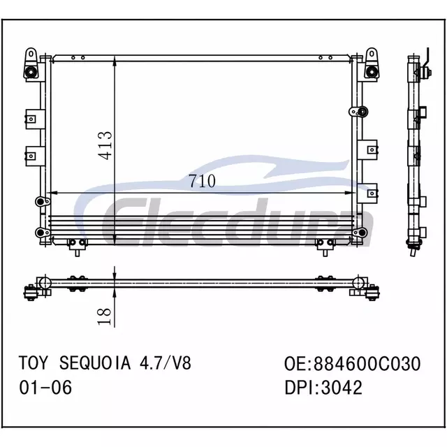 884600C030 Toyota Sequoia 2001-2007 A/C 콘덴서 어셈블리