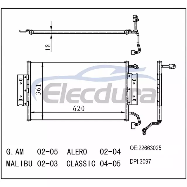 22663025 GM G Am 2002-2005 Condenseur de climatisation