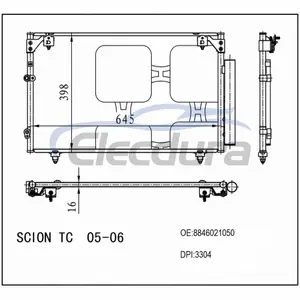 8846021050 Toyota Scion Tc 2005-2010 Kondensor A/C Inti 16mm