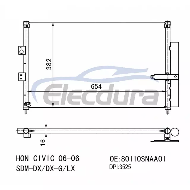 80110SNAA02 Condensatore aria condizionata Honda Civic -Dx 2006-2011