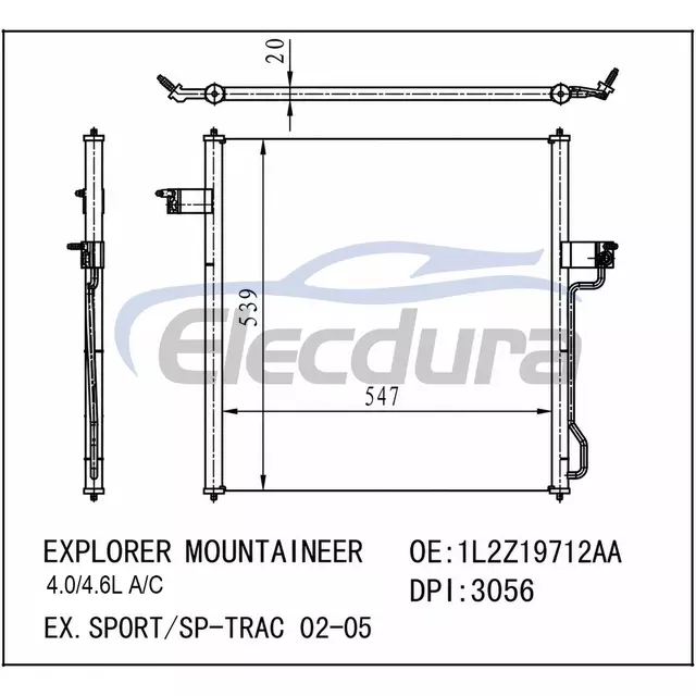 Kondensor AC 1L2Z19712AA Ford Explorer 2002-2005
