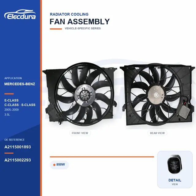K&oslash;lerventilator komplet til Mercedes-Benz W211 / C219 850W A2115001893 Bulk Supply