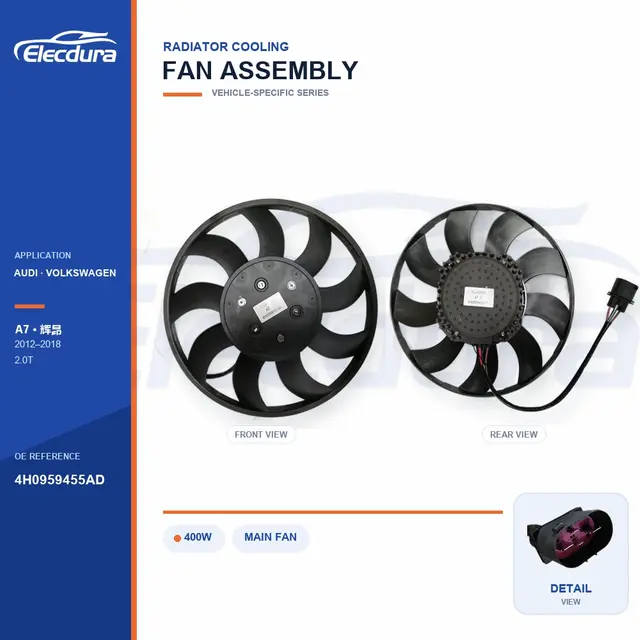 Ventilador de resfriamento do radiador para Audi A7 / Phideon 400W 4H0959455AD Fornecimento em massa