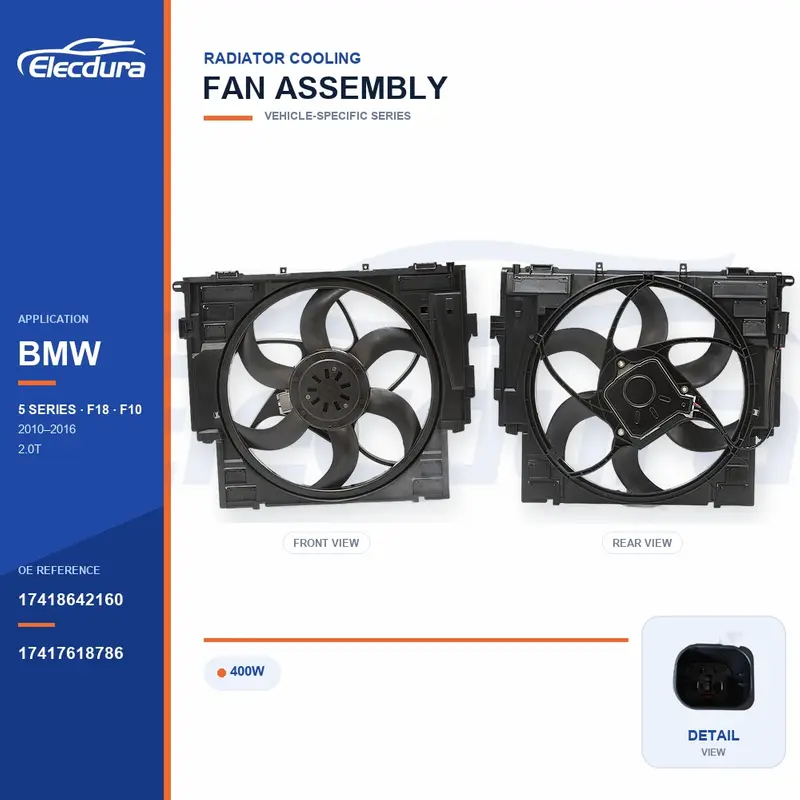 Gruppo ventola di raffreddamento del radiatore per BMW F18 / F10 400W 17418642160 Fornitura all'ingrosso