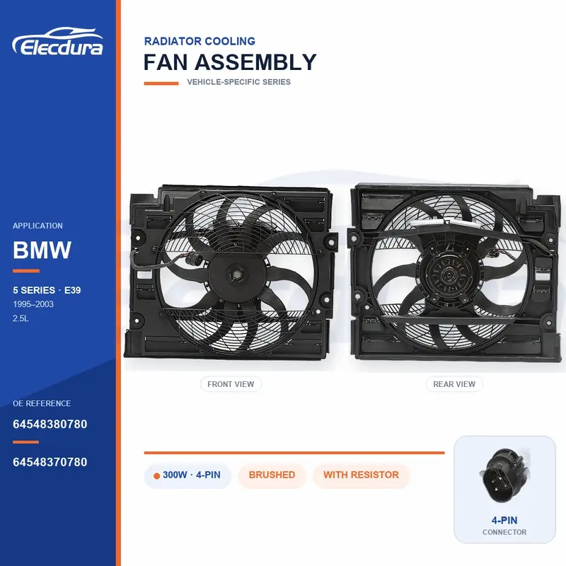 Gruppo ventola di raffreddamento del radiatore per BMW E39 300W 64548380780 Fornitura all'ingrosso