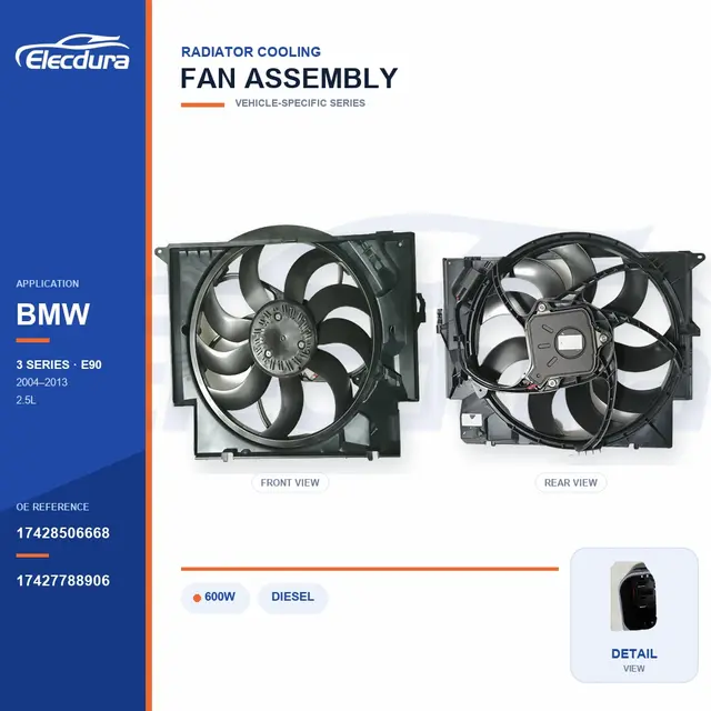 Conjunto del ventilador de refrigeraci&oacute;n del radiador para BMW E90 600W 17428506668 Suministro a granel