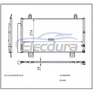 8846030871 Lexus Gs 300 2006-2011 A/C 콘덴서 16mm 코어