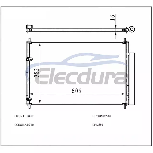 8845012280 Toyota Corolla 2009-2013 kl&iacute;ma kondenz&aacute;tor 16mm mag