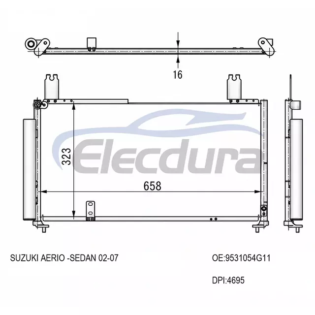 9531054G11 Suzuki Aerio 2002-2007 Конденсатор кондиционера