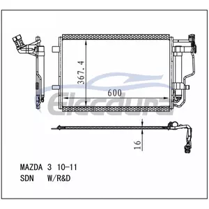 BBP261480C Mazda 3 2010-2013 Condensatore A/C con ricevitore/essiccatore Nucleo da 16 mm