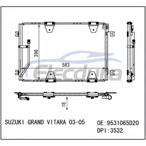 95310-65D20 Suzuki Grand Vitara 2003-2005 Kondensor A/C Inti 18mm