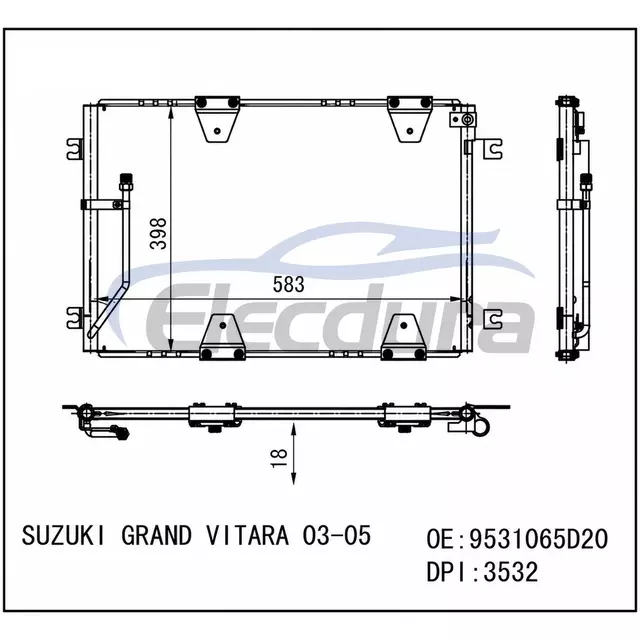 9531065D20 Suzuki Grand Vitara 2003-2005 Конденсатор кондиционера, сердечник 16 мм