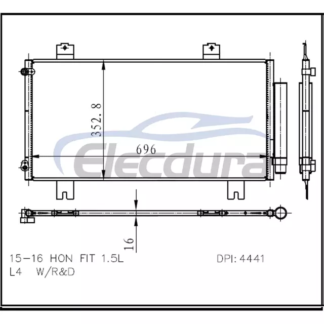 80100T5RA01 Honda Fit 2015-2022 A/C kondensatorsamling 16 mm kerne