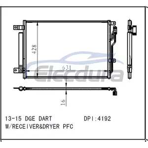 55111484 Dodge Dart 2013-2016 Condensator A/C miez de 16 mm