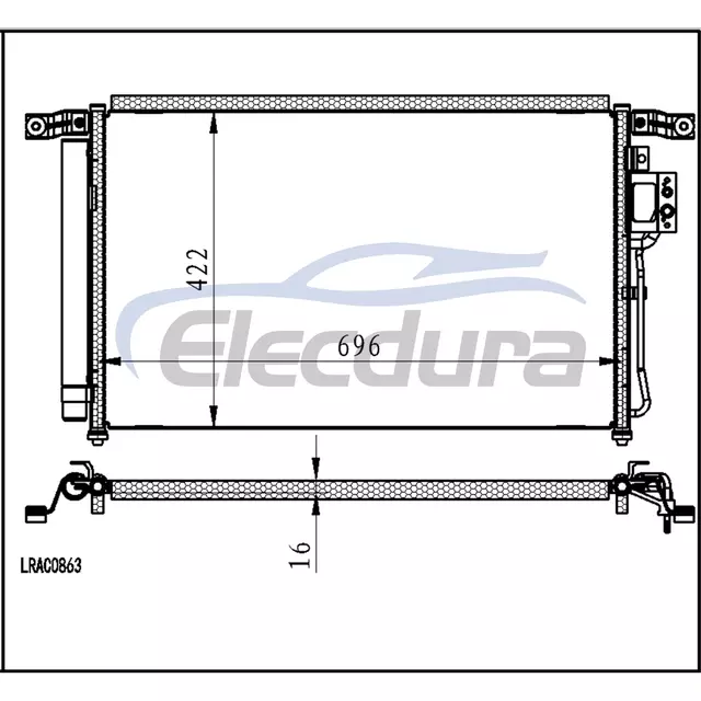 97606-2B000 Hyundai Santa Fe II 2006+ Ansamblu condensator A/C miez de 16 mm